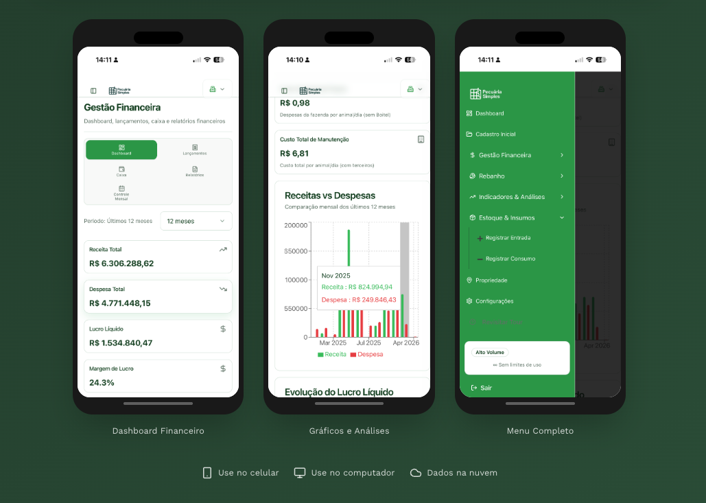 Sistema Pecuária Simples no celular